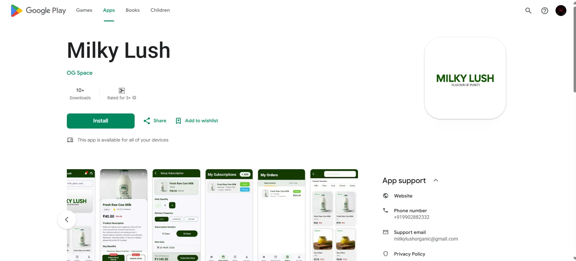 Milky Lush Mobile App - App Development by OG Space